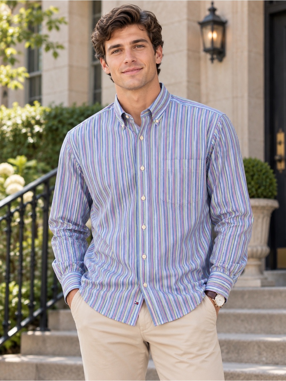 Men’s Multicolor Striped Button Down Shirt Tommy Hilfiger – Classic Prep